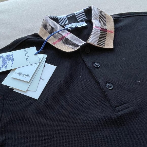 Burberry Men's New Casual Black Color Polo Shirt Small Size - Picture 5 of 5